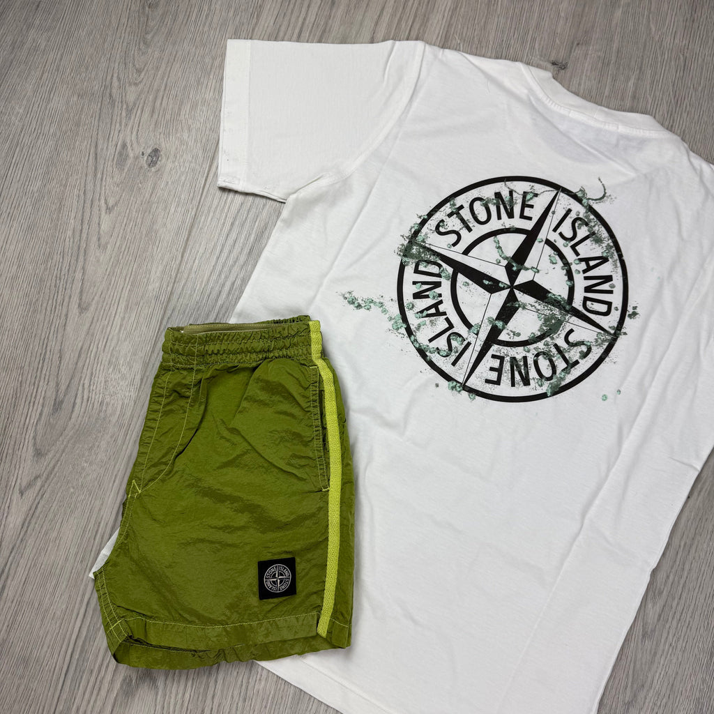 Stone Island Junior Holiday Set - White/Lime