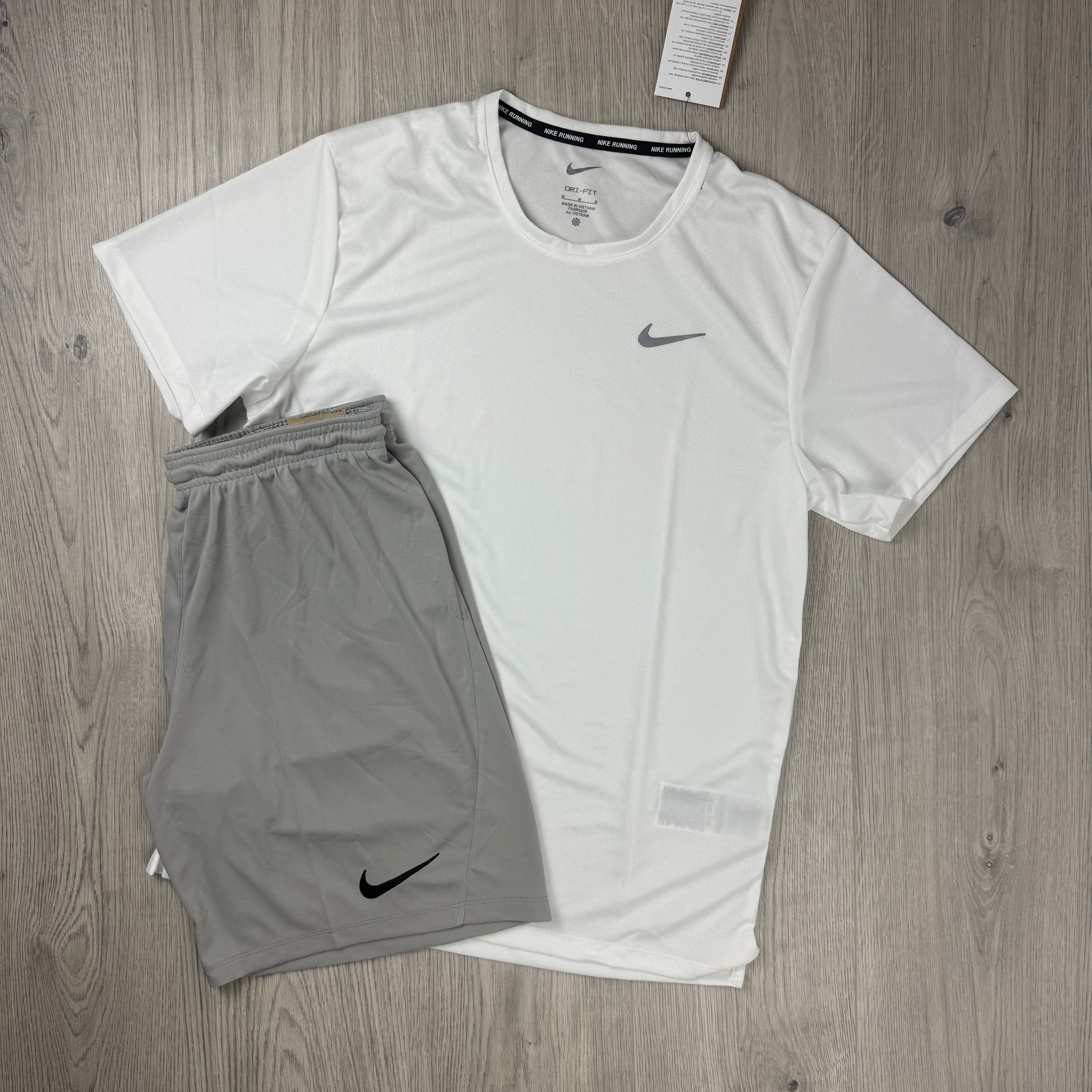 Nike 'Miler' Set - White/Pewter Grey