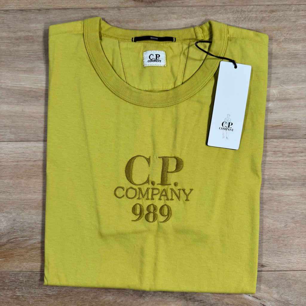 CP Company 20/1 Jersey Boxy Logo T-Shirt in Cress Green - Yellow