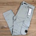 CP Company Stretch Sateen Utility Cargo Lens Pants in Blue Fox - Grey