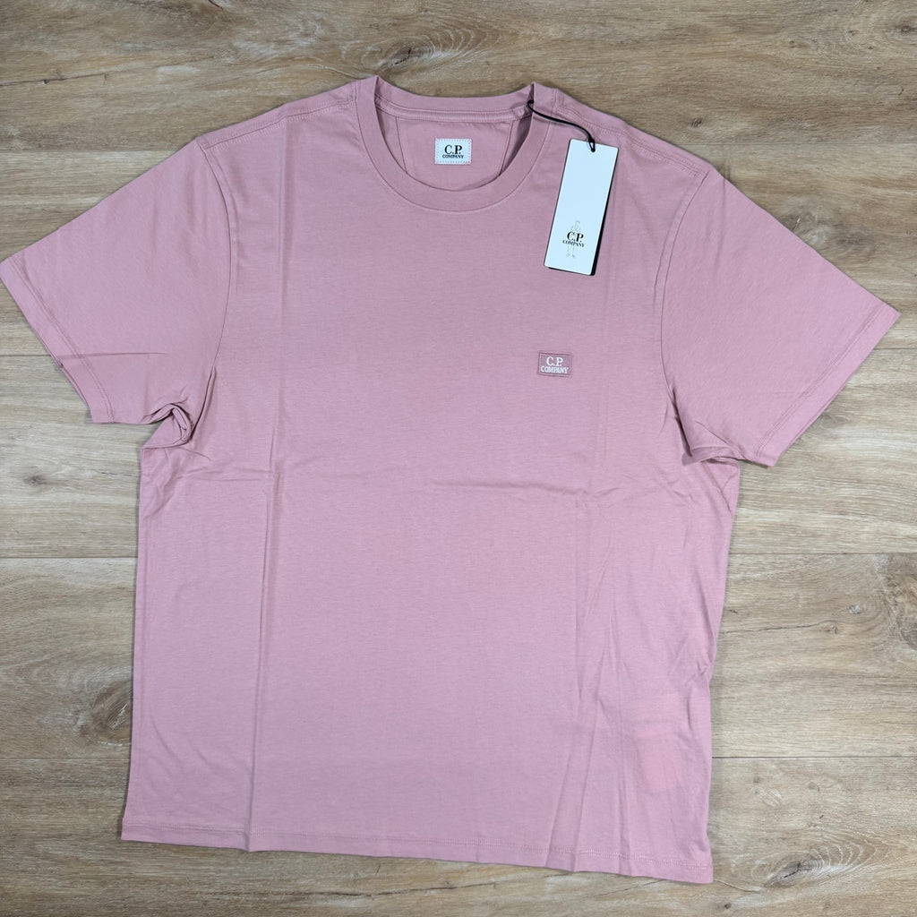 CP Company 30/1 Jersey Logo Patch T-Shirt in Misty Rose - Pink