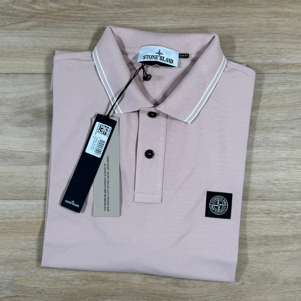 Stone Island Organic Cotton Pique Polo Shirt in Antique Rose