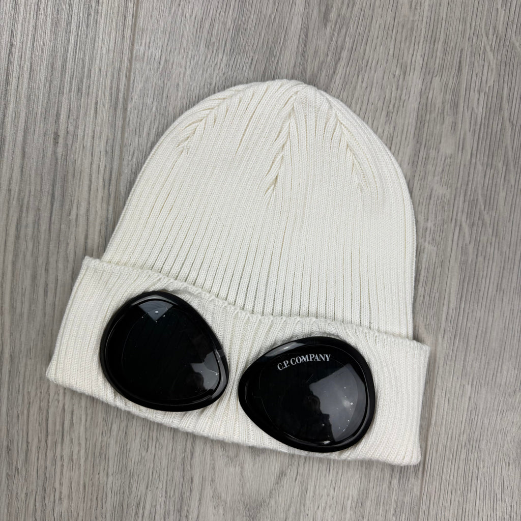 CP Company Goggle Beanie - White